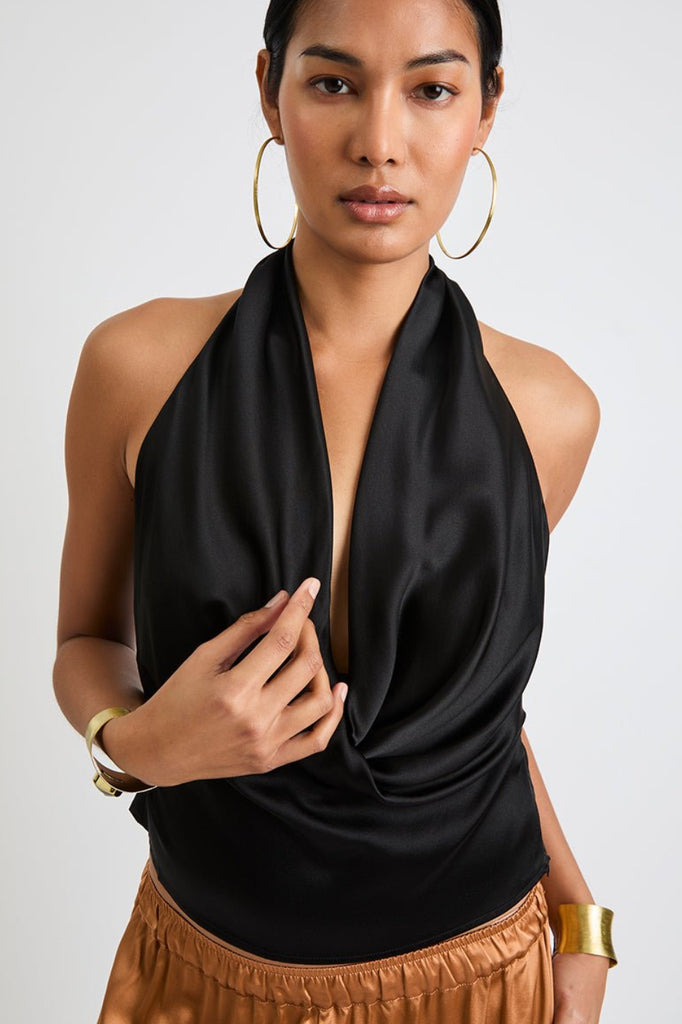 + Beryll Poppy Silk Top | Black - +Beryll Worn By Good People