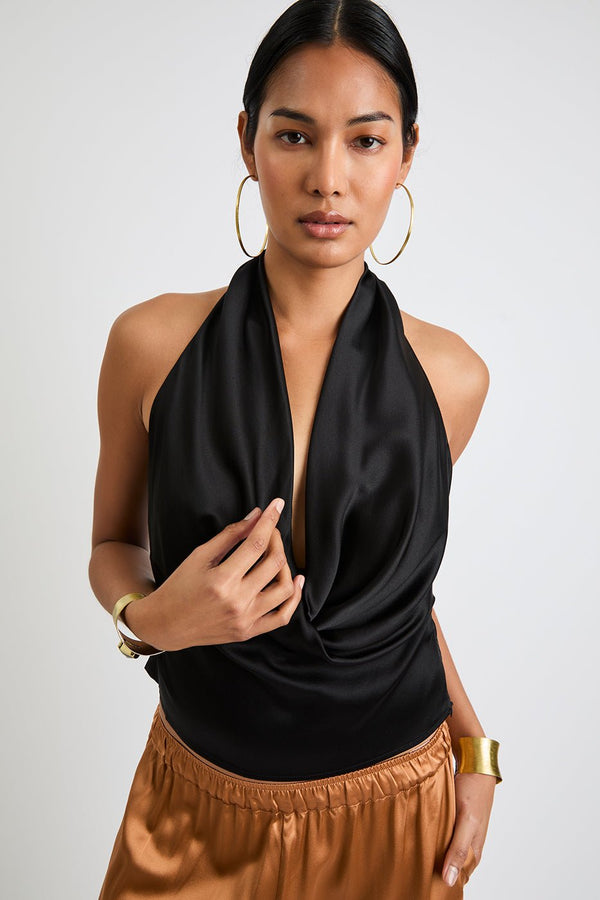 + Beryll Poppy Silk Top | Black - +Beryll Worn By Good People