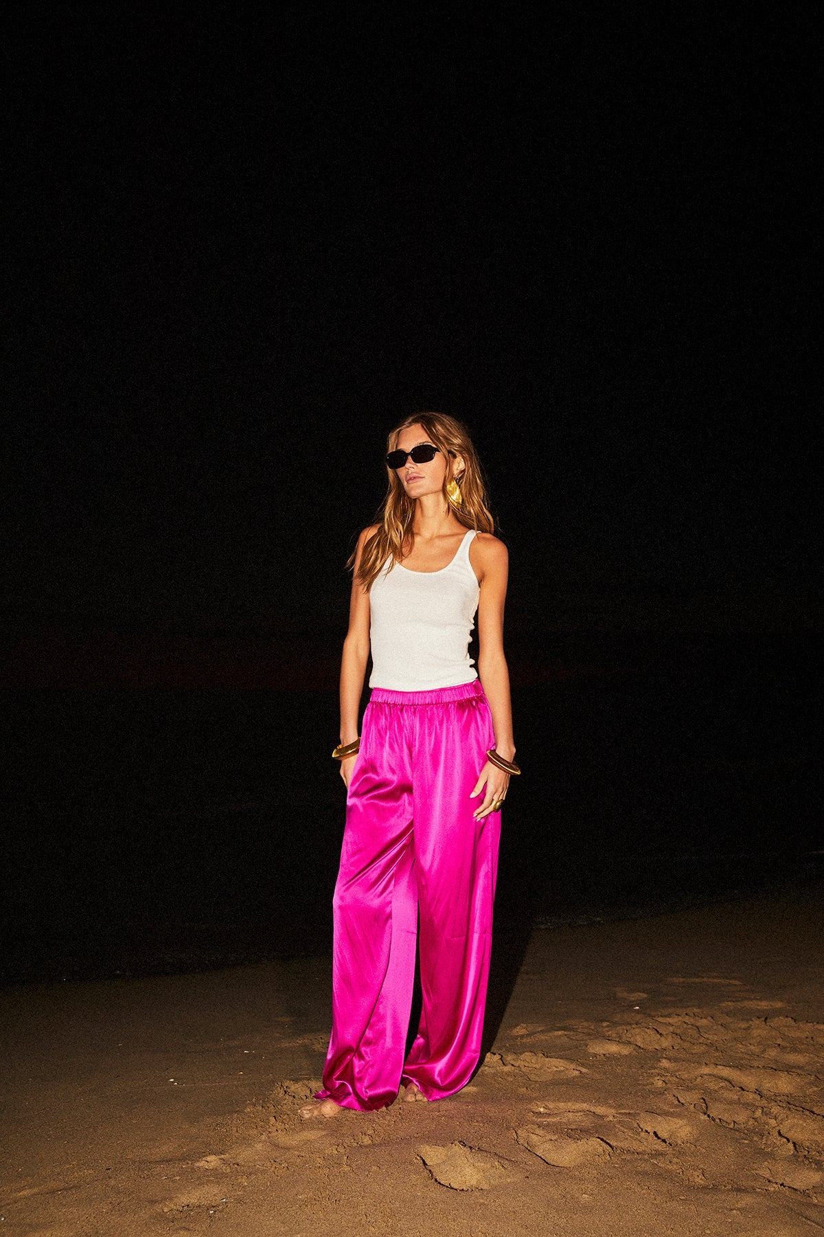 Beryll Lena Silk Pants | Hot Pink - +Beryll Worn By Good People