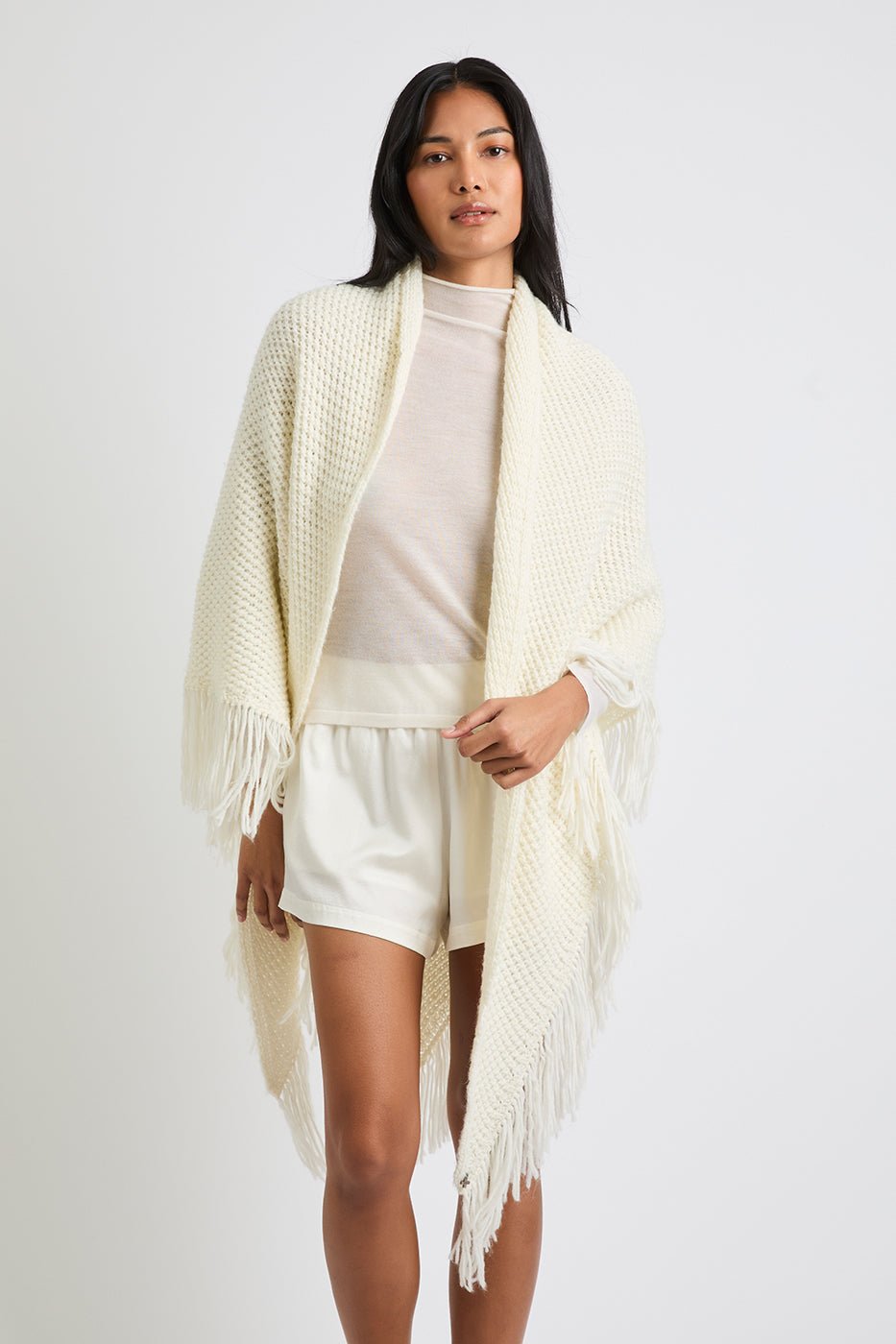 + Beryll Stephanie Popcorn Fringe Wrap | Ivory - + Beryll Stephanie Popcorn Fringe Wrap | Ivory - +Beryll Worn By Good People