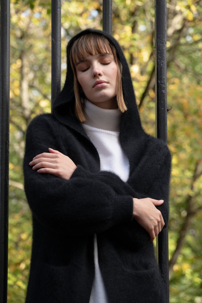 + Beryll Vivian Cashmere Coat w/ Hood | Black - +Beryll Worn By Good People