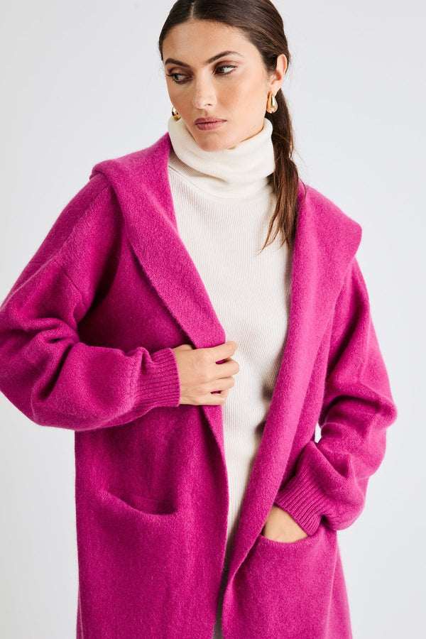 + Beryll Vivian Cashmere Coat w/ Hood | Fuchsia - +Beryll Worn By Good People