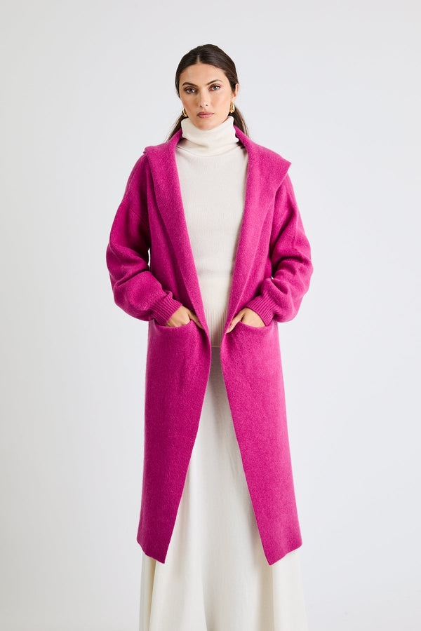+ Beryll Vivian Cashmere Coat w/ Hood | Fuchsia - +Beryll Worn By Good People