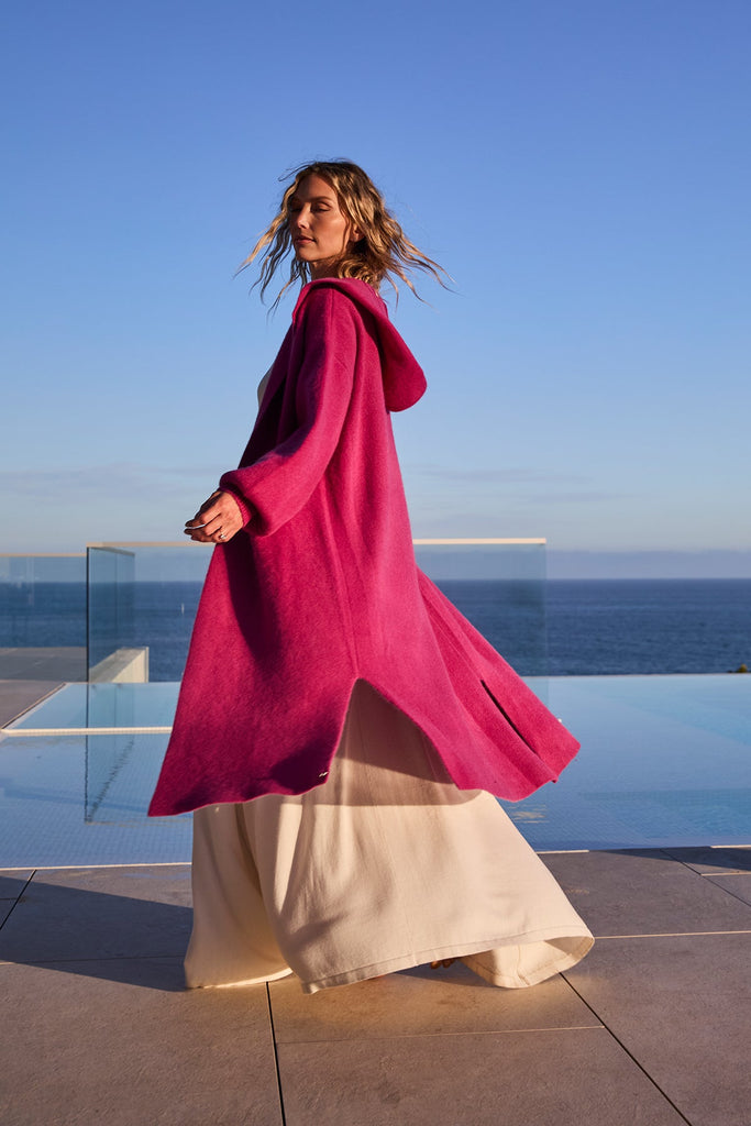 + Beryll Vivian Cashmere Coat w/ Hood | Fuchsia - +Beryll Worn By Good People