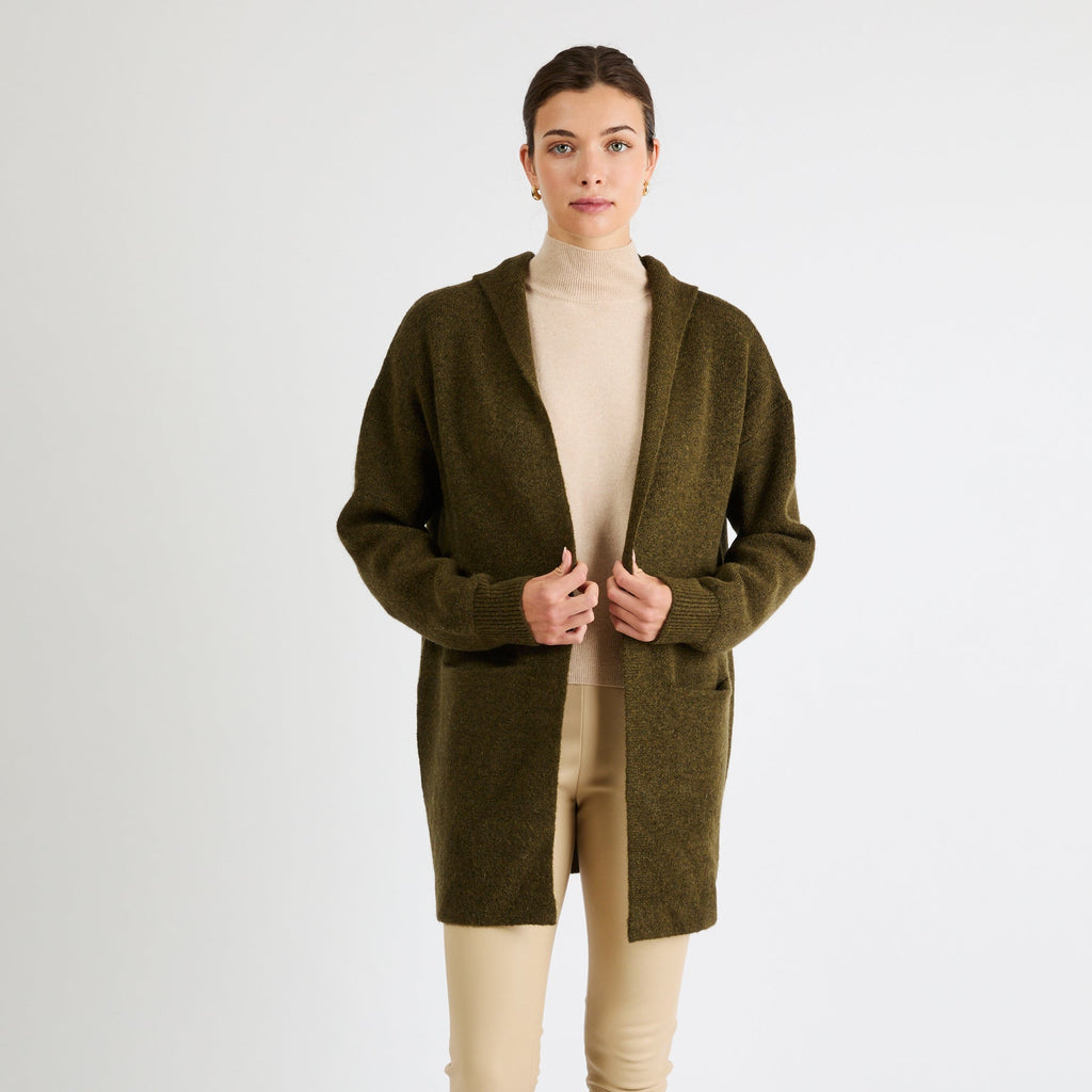 Cashmere Hooded Cardigan | Moss Green - +Beryll Worn By Good People
