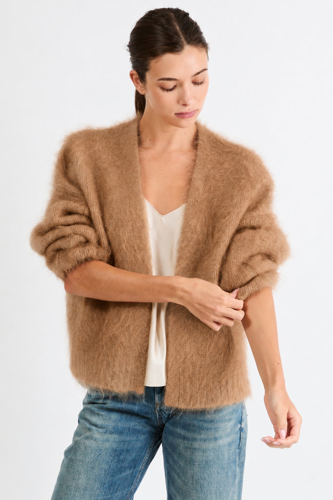 Anita Cashmere Cropped Cardigan | Camel