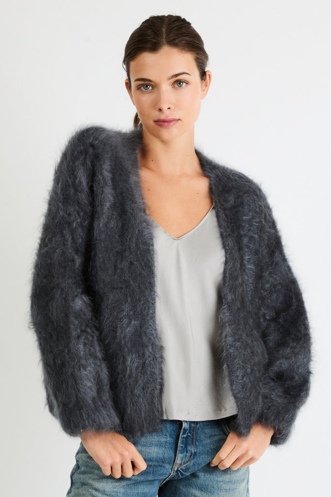 Anita Cashmere Cropped Cardigan | Shark Gray