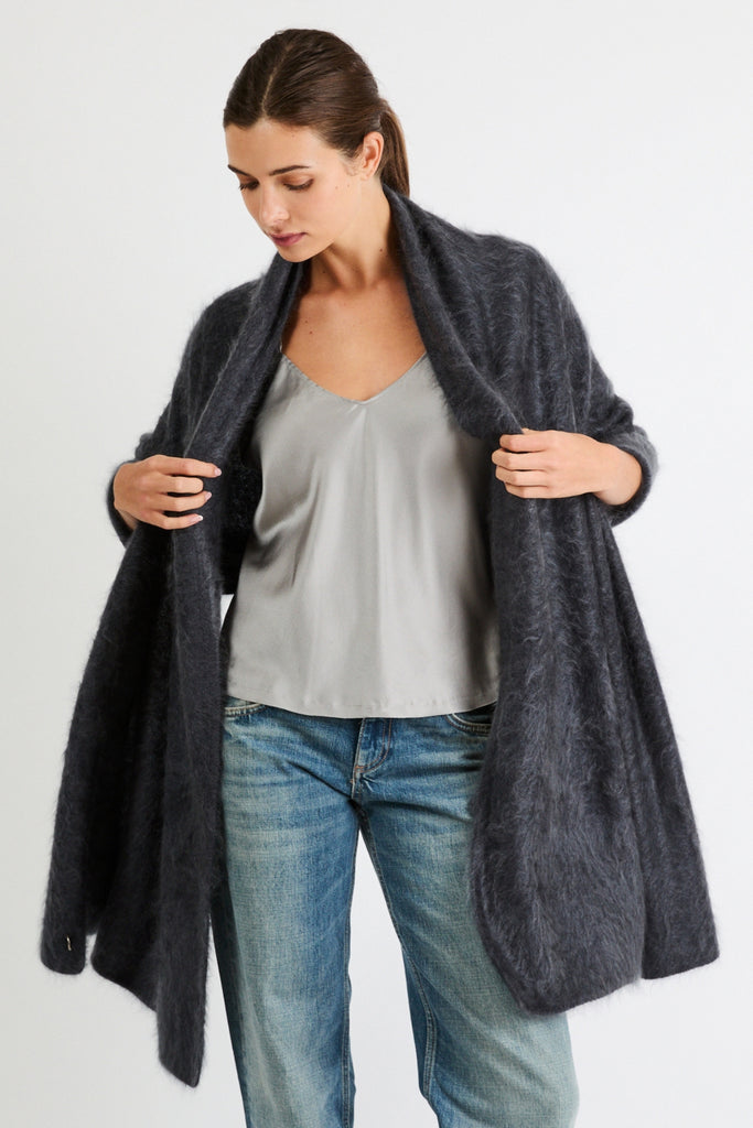 Sylvie Oversized Cashmere Wrap Scarf | Shark Gray