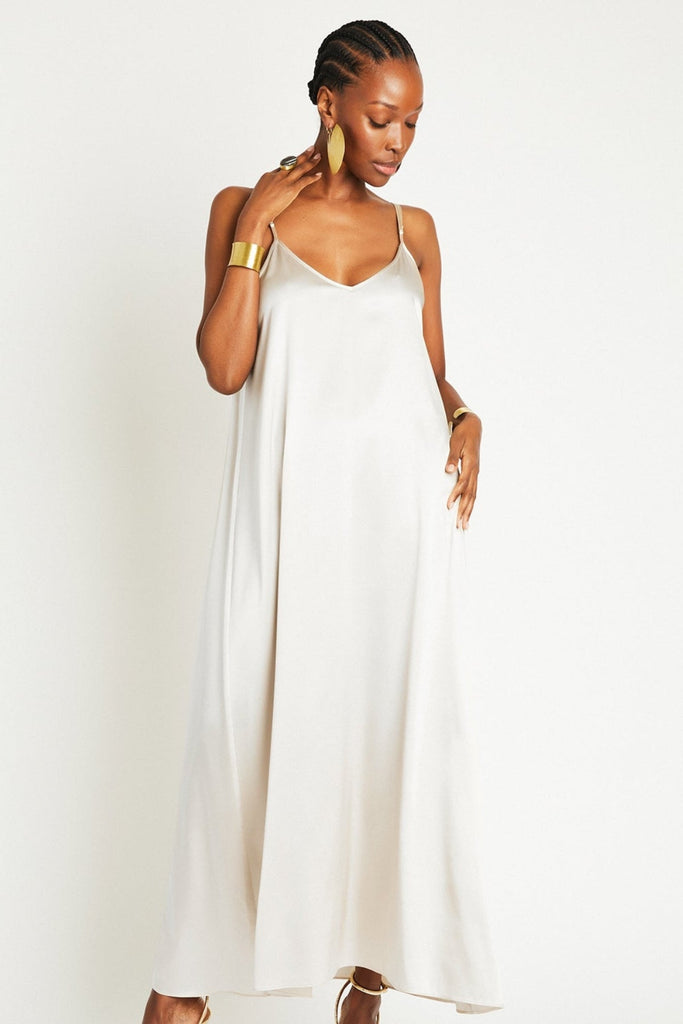Julie Silk Maxi Dress | Off White - +Beryll Worn By Good People