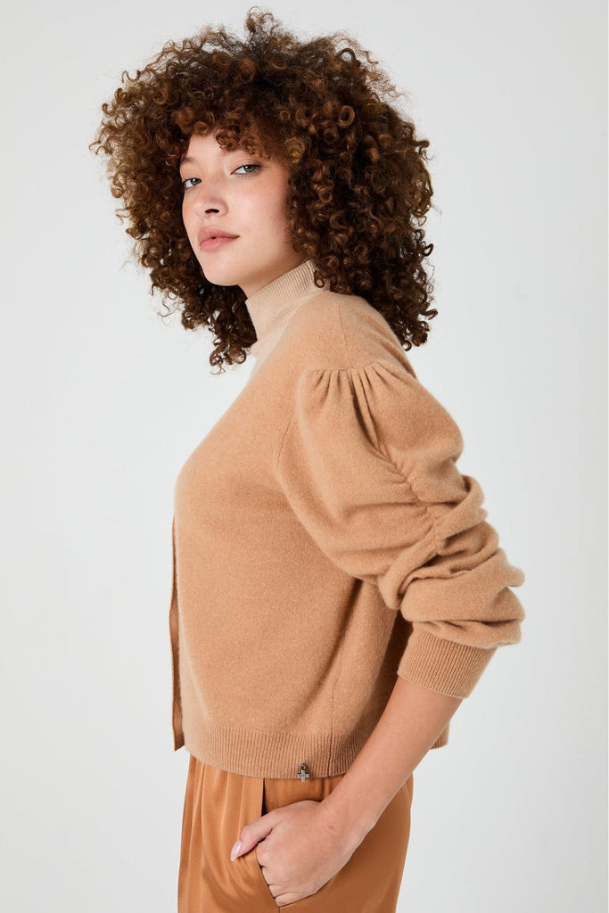 Lily Cashmere Smocked Cardigan | Almond - +Beryll Worn By Good People