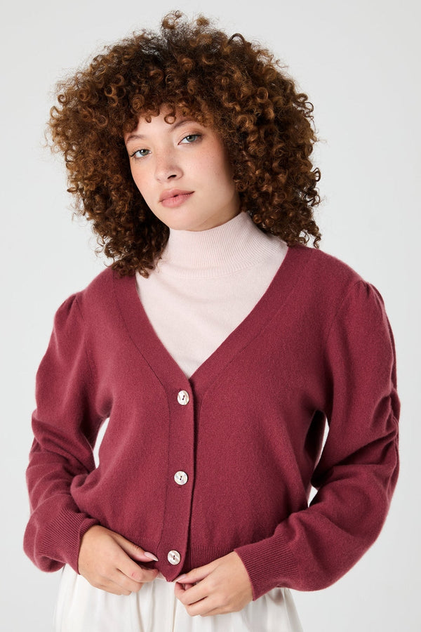 Lily Cashmere Smocked Cardigan | Rosewood - +Beryll Worn By Good People