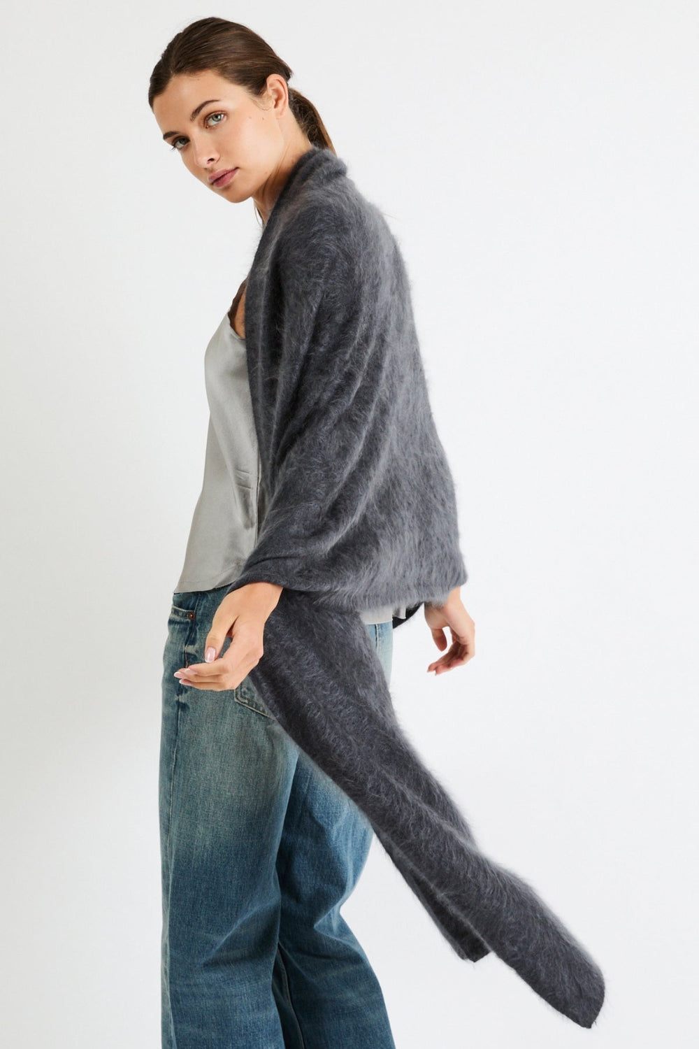 Sylvie Oversized Cashmere Wrap Scarf | Shark Gray - +Beryll Worn By Good People
