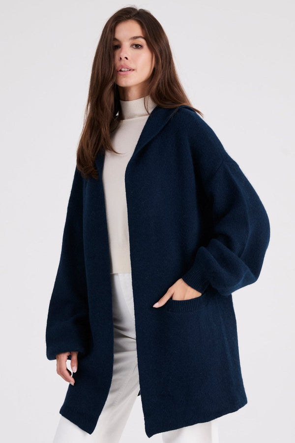 Vivi Cashmere Cropped Coat with Hood | Navy - +Beryll Worn By Good People