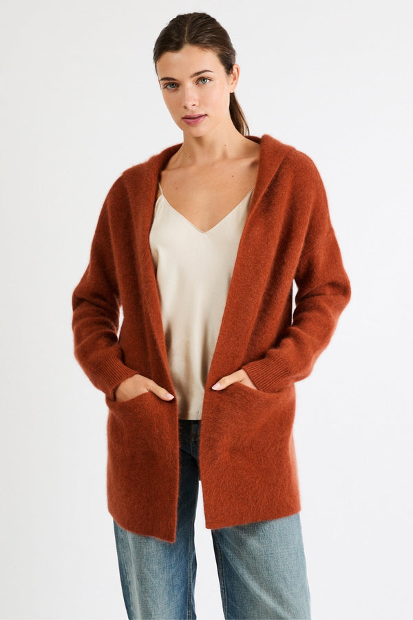 Vivi Cropped Cashmere Coat with Hood | Burnt Orange - +Beryll Worn By Good People