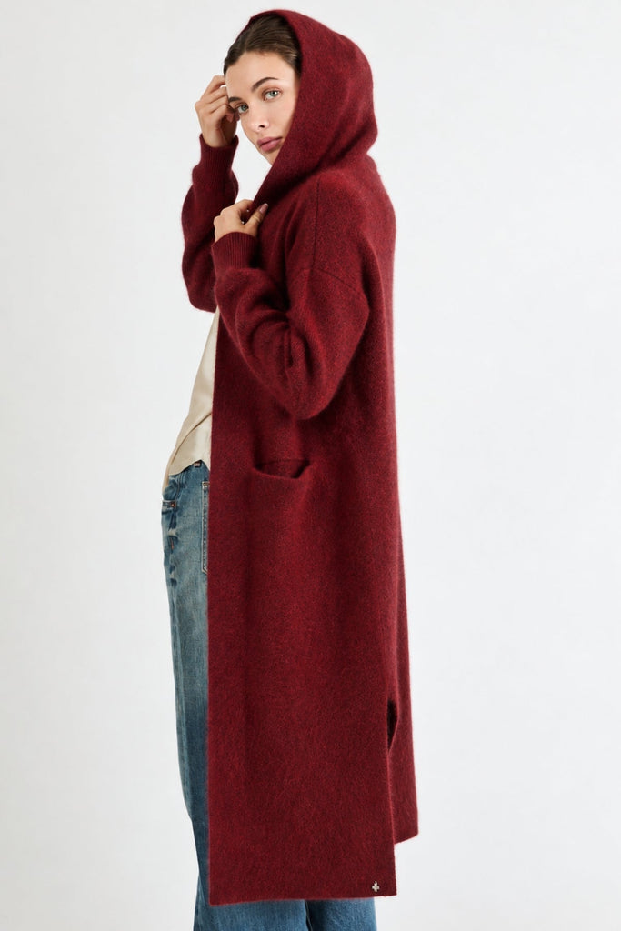 Vivian Cashmere Coat with Hood | Burgundy - +Beryll Worn By Good People
