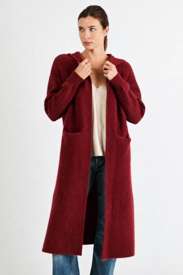 Vivian Cashmere Coat with Hood | Burgundy - +Beryll Worn By Good People