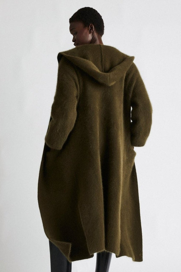 Vivian Cashmere Coat with Hood | Kelp Green - +Beryll Worn By Good People