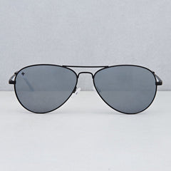 Shop +Beryll Ace Black Smoke Mirrored Aviator Sunglasses  display picture 3