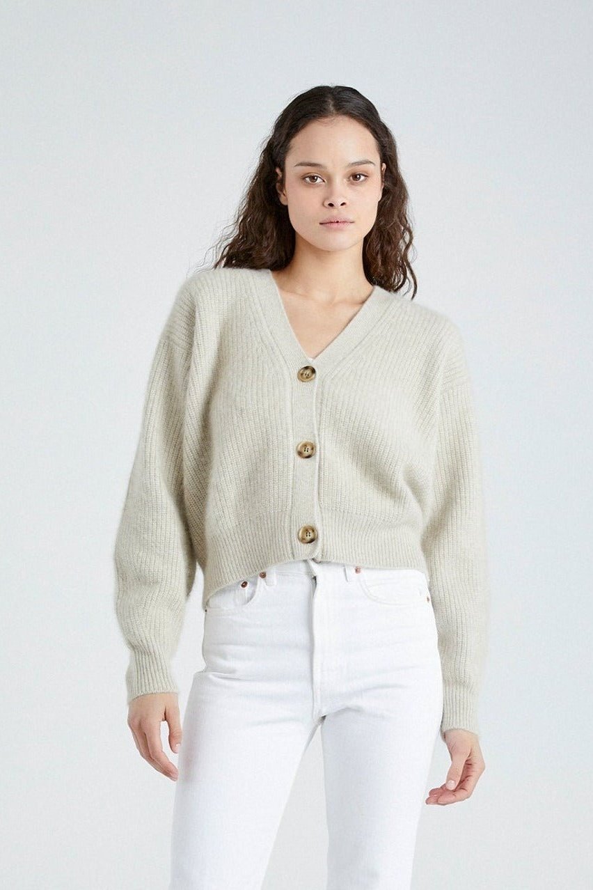 sheller 織りなす Brilliant bicolor cardigan/001