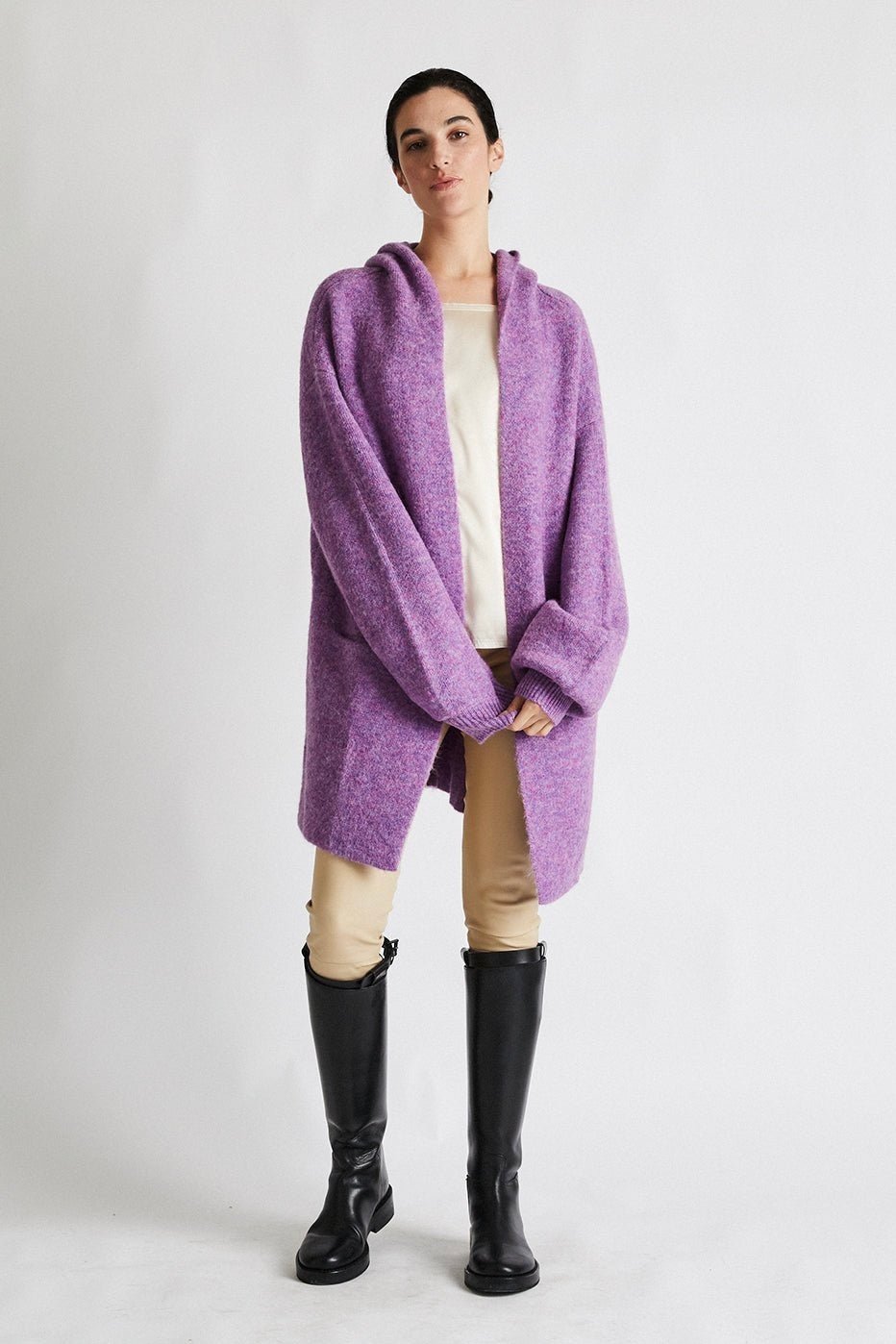 + Beryll Cashmere Cropped Coat with Hood | Lilac - +Beryll Cashmere Cardigan with Hood Vivian | Lilac - +Beryll Worn By Good People