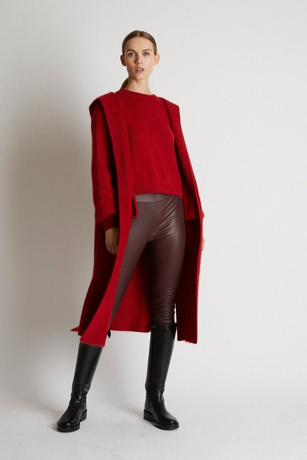 +Beryll Cashmere Coat with Hood | Cherry Red - +Beryll Worn By Good People