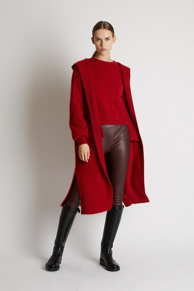 +Beryll Cashmere Coat with Hood | Cherry Red - +Beryll Worn By Good People