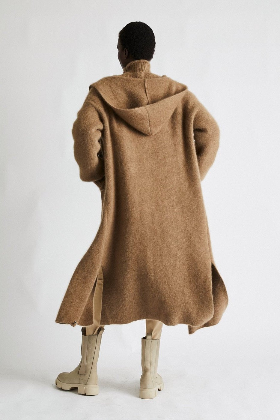Shop Driftwood Cashmere Coat with Hood Online Beryll +Beryll Worn