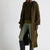 Vivian cashmere coat with hood in green, front view