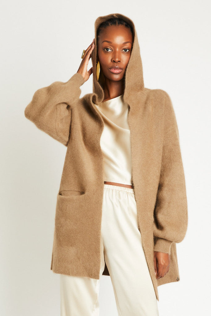 + Beryll Cashmere Cropped Coat with Hood | Camel - +Beryll Worn By Good People
