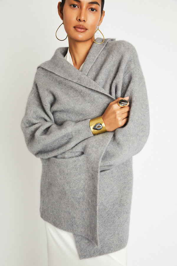 + Beryll Cashmere Cropped Coat with Hood | Shell Gray - +Beryll Worn By Good People