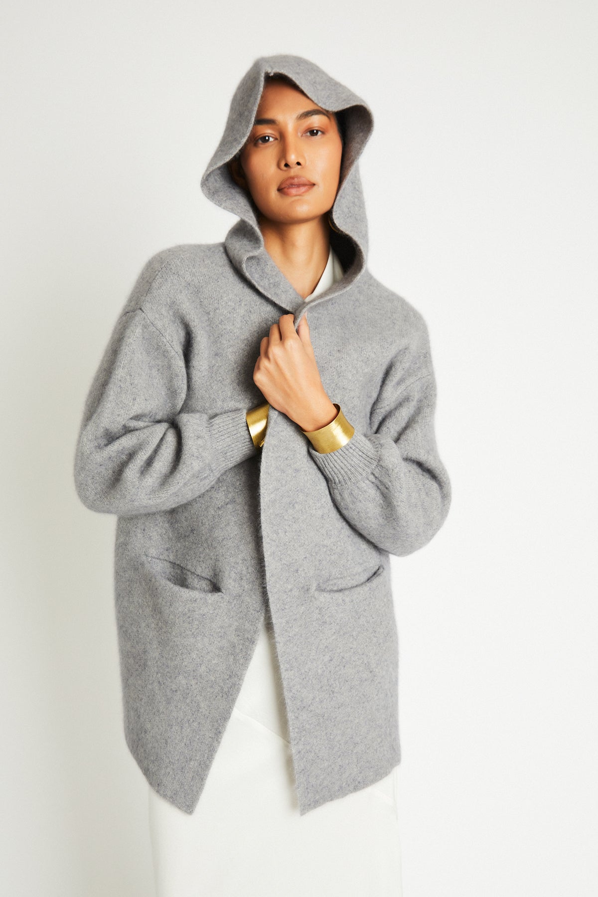 + Beryll Cashmere Cropped Coat with Hood | Pebble Gray - + Beryll Cashmere Cropped Coat with Hood | Shell Gray - +Beryll Worn By Good People