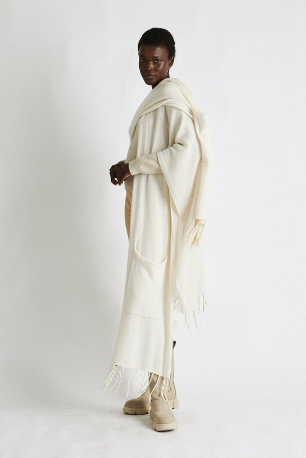 +Beryll Fringed Cashmere Wrap | White - +Beryll Worn By Good People