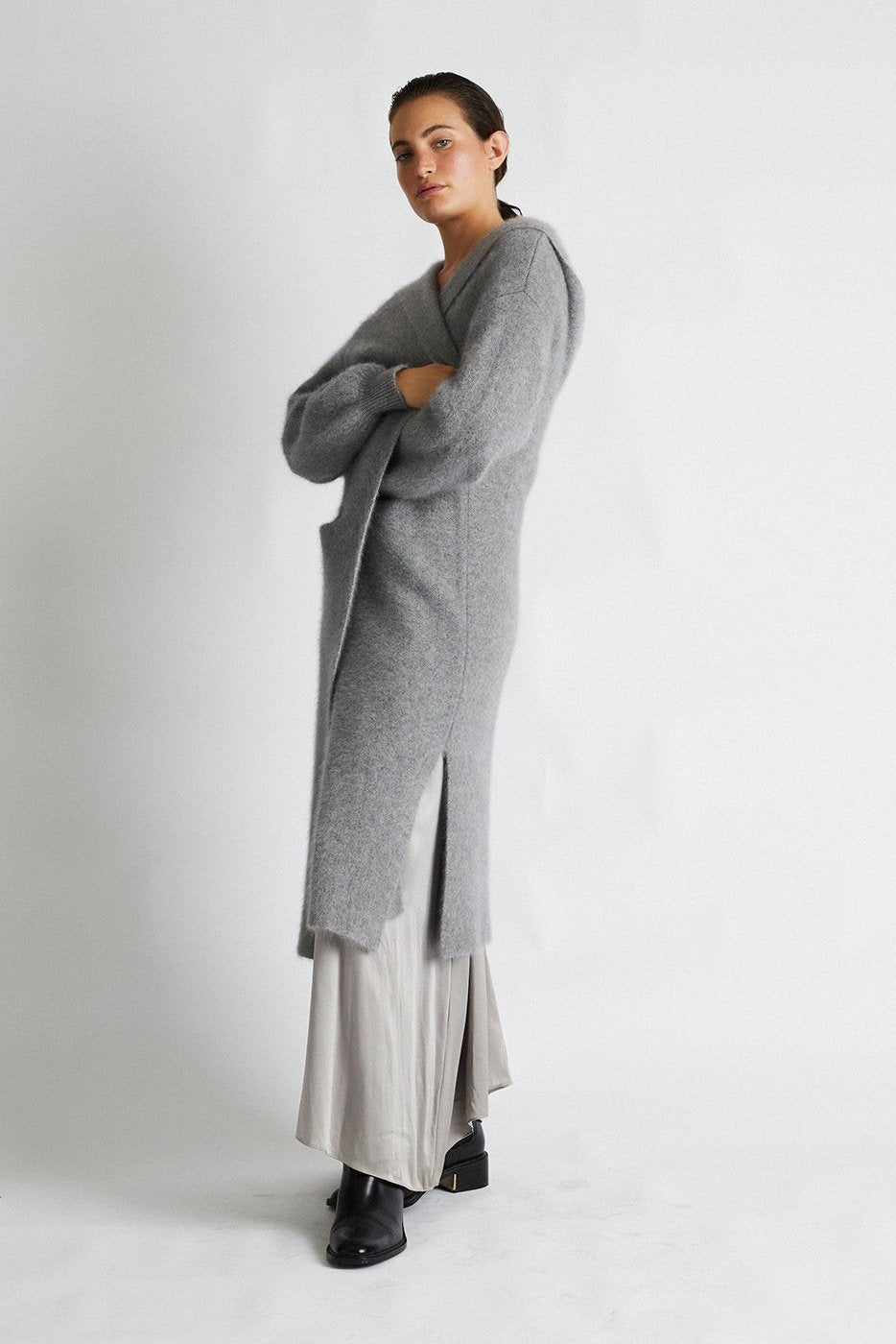 + Beryll Cashmere Coat with Hood | Pebble Gray - + Beryll Pure Cashmere Coat with Hood | Pebble Gray - +Beryll Worn By Good People