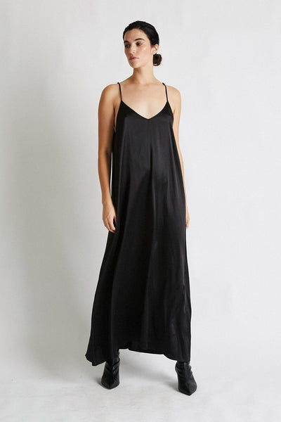 fitted lace wedding dress Serenity Majestic Black Strapless Silk Satin Maxi Dress