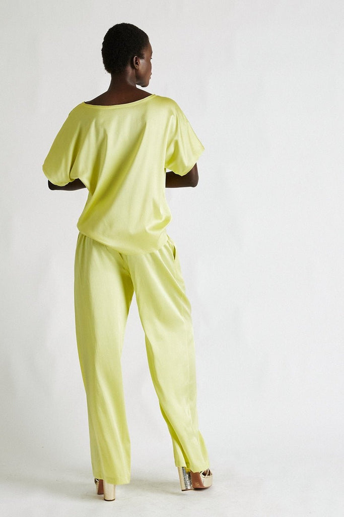 EQUIPMENT Le Jogging Silk Trouser pants sz 4 lemon sorbet yellow