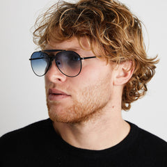 Shop +Beryll Wayne Black Blue Gradient Pilot Sunglasses  display picture 1