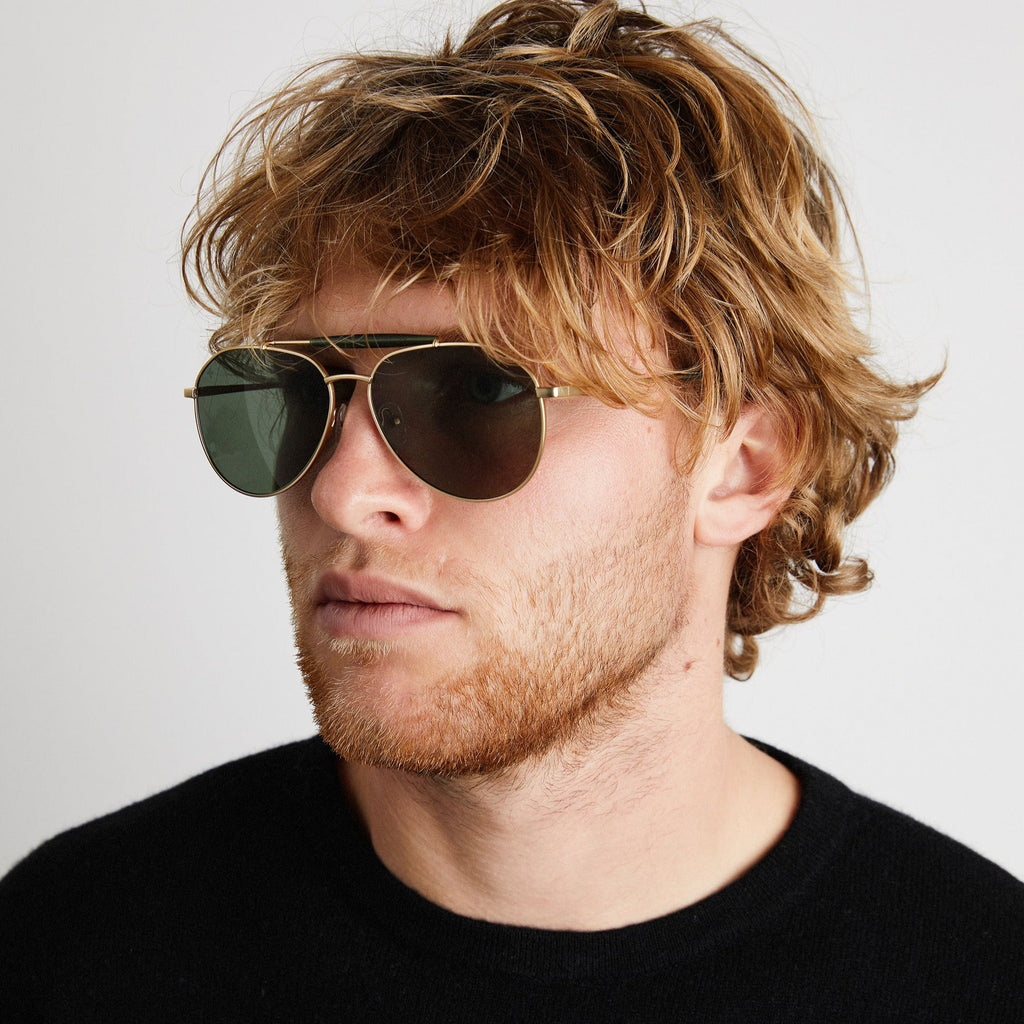 Shop Beryll Wayne Gold Green Pilot Sunglasses Online | Beryll - +