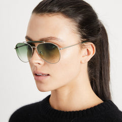 Shop +Beryll Wayne Silver Green Gradient Pilot Sunglasses  display picture 3