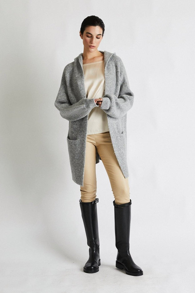 Cashmere Cardigan with Hood Vivian | Gray - +Beryll Worn By Good People