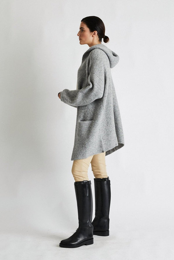 Cashmere Cardigan with Hood Vivian | Gray - +Beryll Worn By Good People